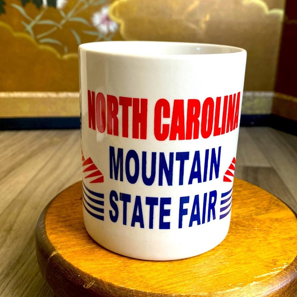 NORTH CAROLINA MOUNTAIN STATE FAIR Bold Red &‎ Blue Graphics White Coffee Mug